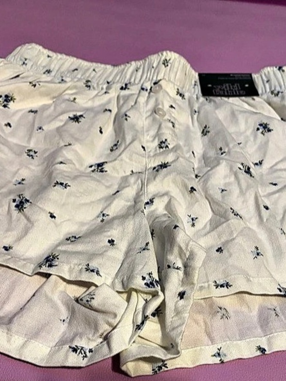 Wild Fable Women's Boxer Pajama Shorts Floral White & Blue XS